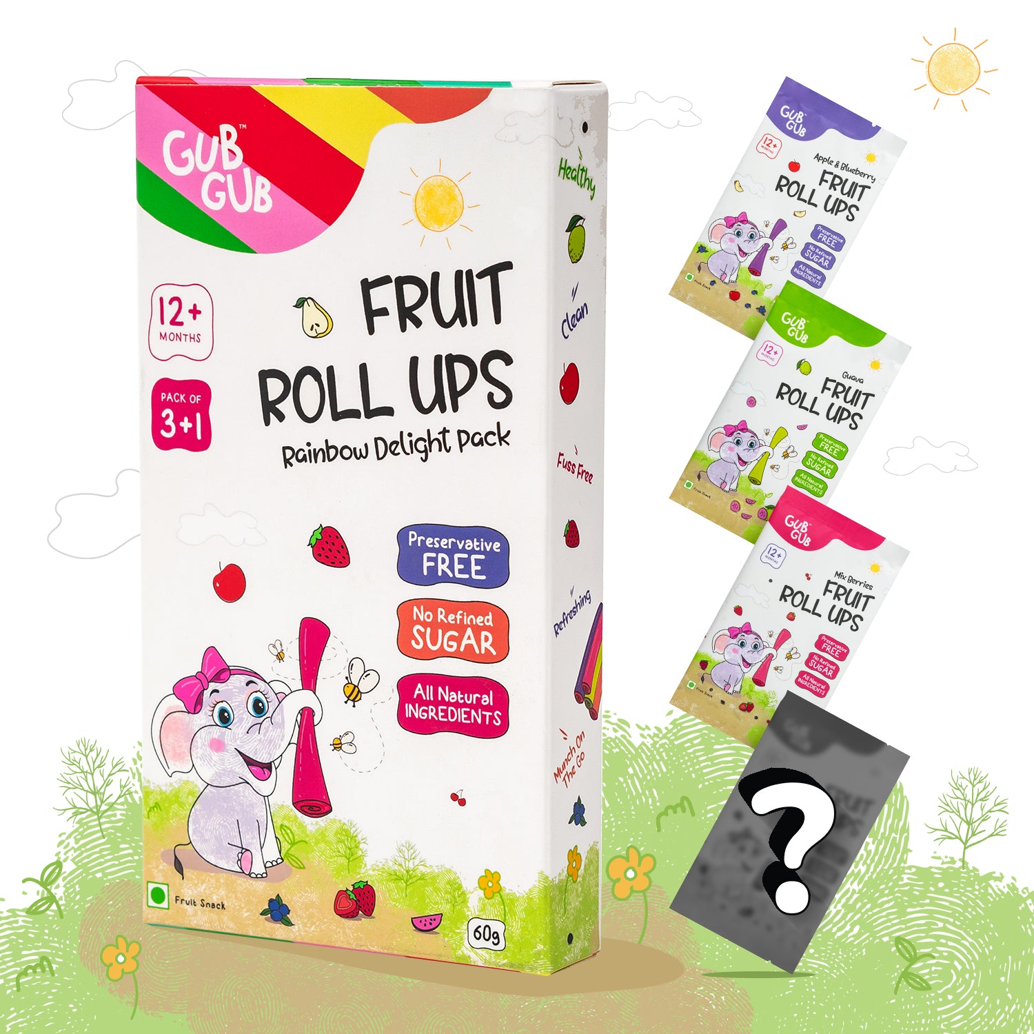 Fruit Roll Ups - Rainbow Delight Pack, Pack Of 4 Flavours