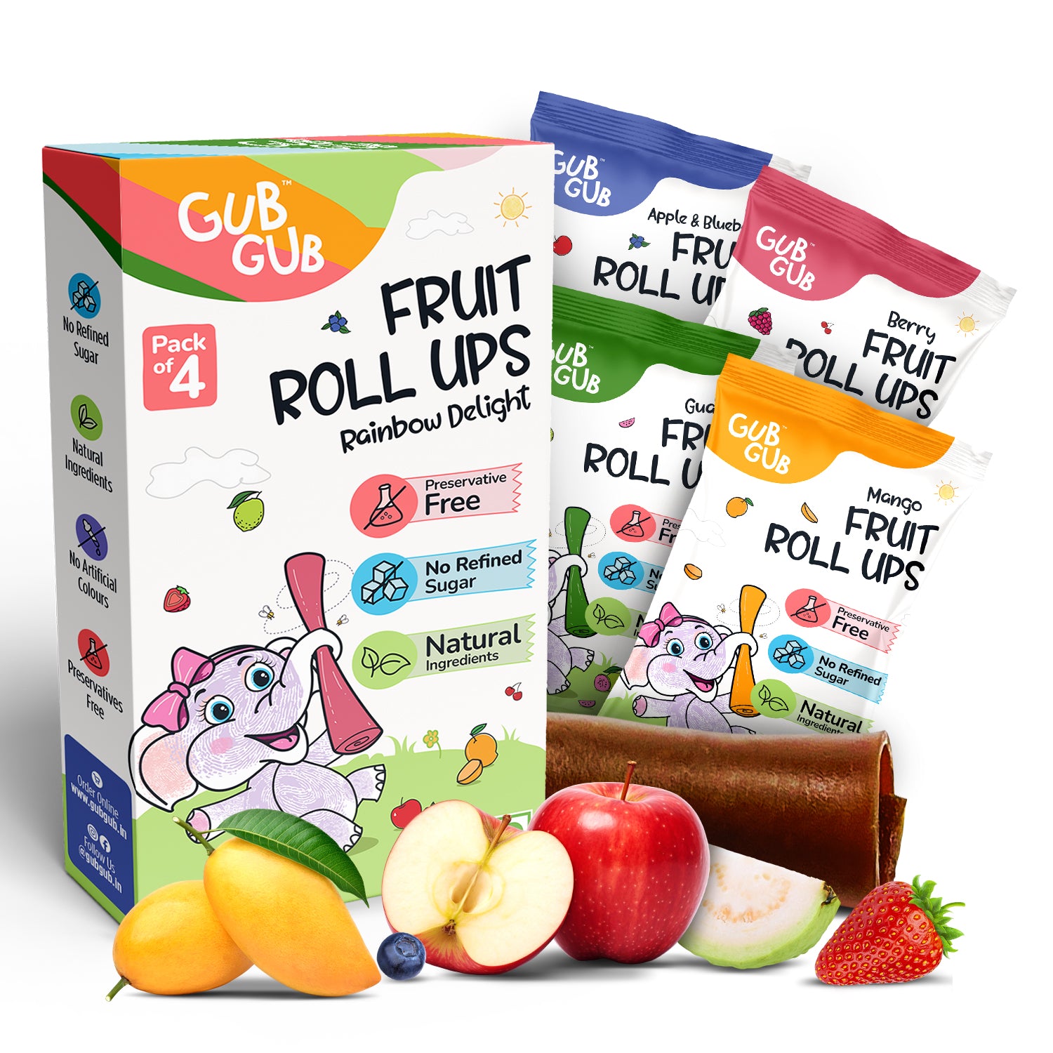 Fruit Roll Ups - Rainbow Delight Pack, Pack Of 4 Flavours