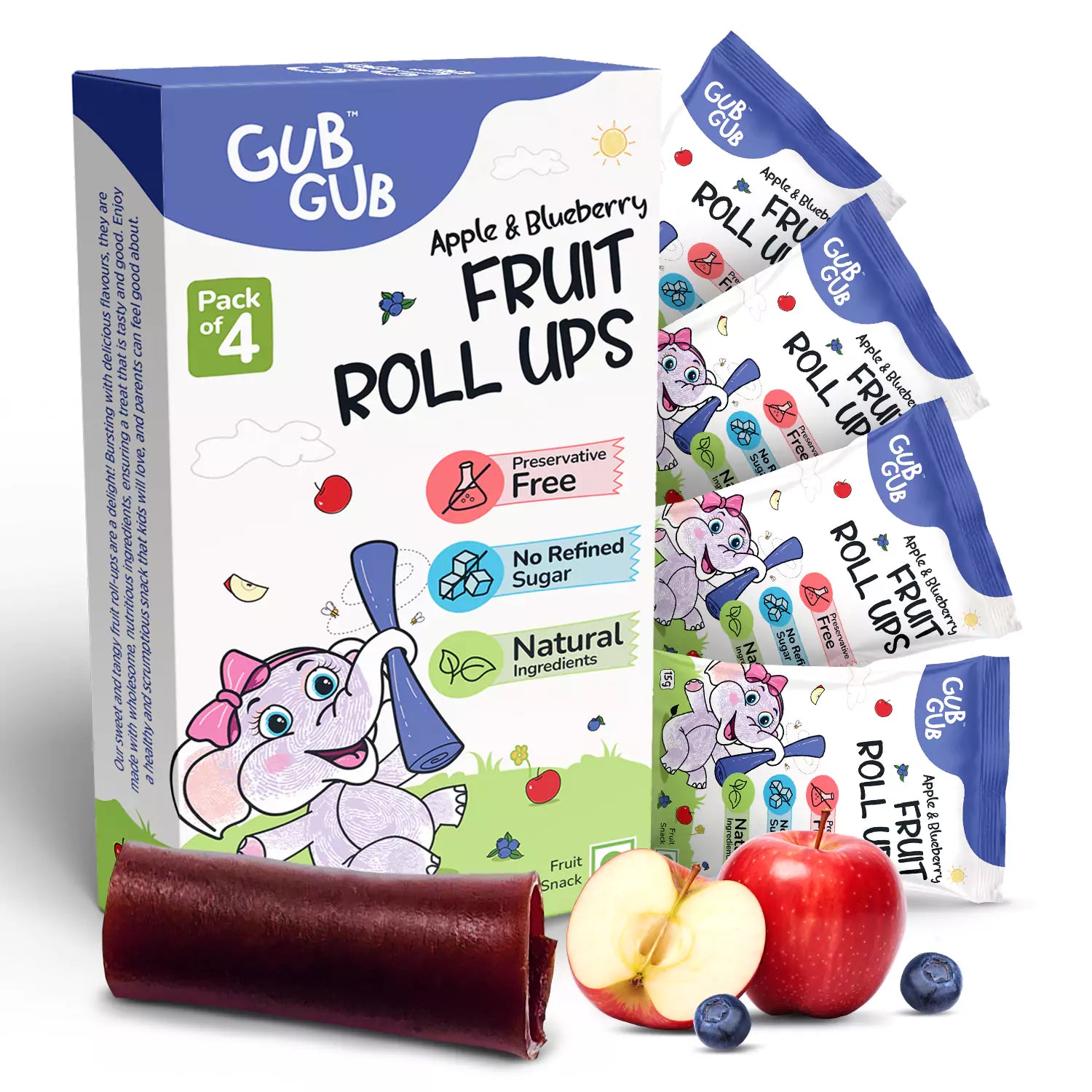 Apple & Blueberry Fruit Roll-Ups | Pack Of 4