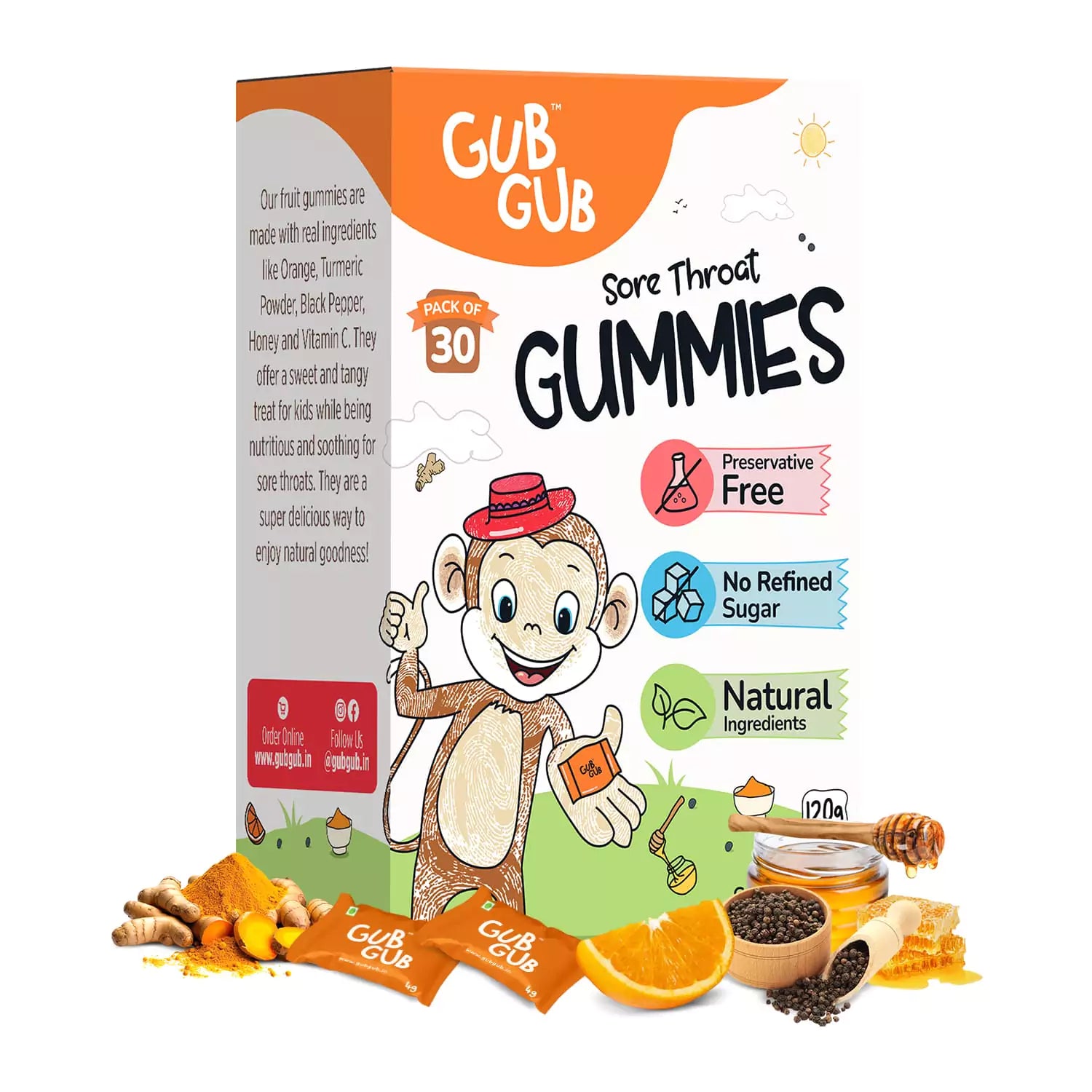 Sore Throat Gummies, Pack Of 30